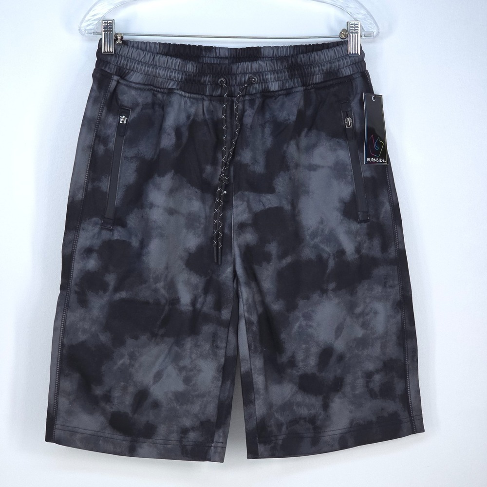 Burnside Tie Dye Fleece Board Shorts Men's‎ Medium Charcoal Black Surf Beach NWT